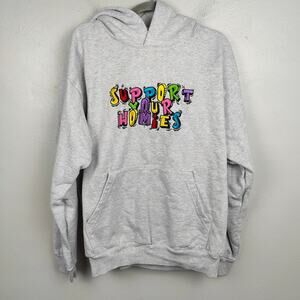 Bricks & Wood Support Your‎ Homies Hoodie Mens Large Gray Heather Sweatshirt